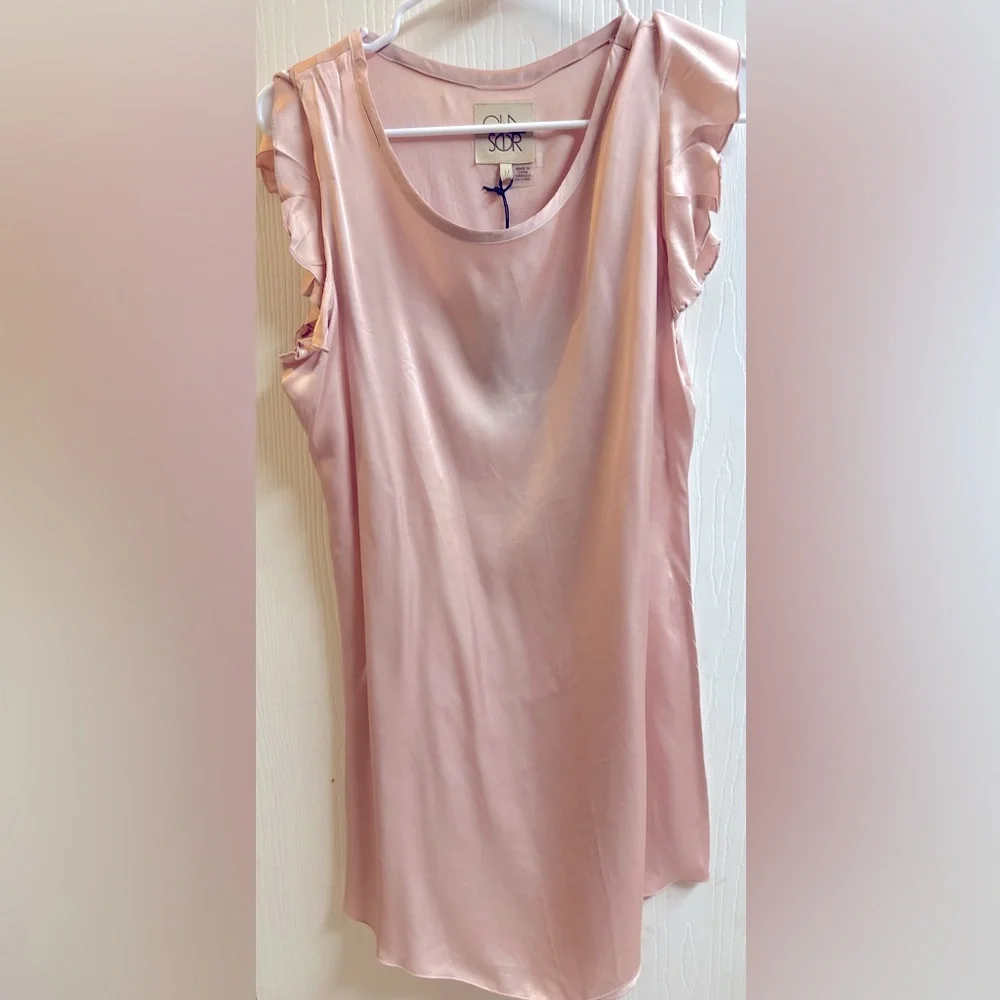 NWT Chaser Silky Fluttered Sleeve HiLo Shirttail Dress - Picture 2 of 6